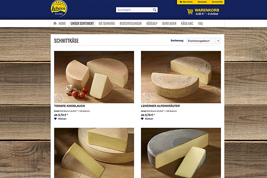 Unser Online-Shop um Käse online zu kaufen